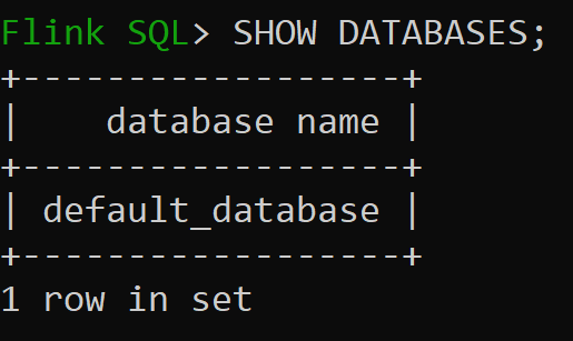 Screenshot showing default in-memory catalogs.