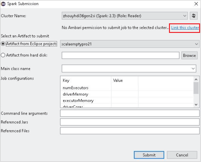 HDInsight Spark clusters in Azure Explorer link this