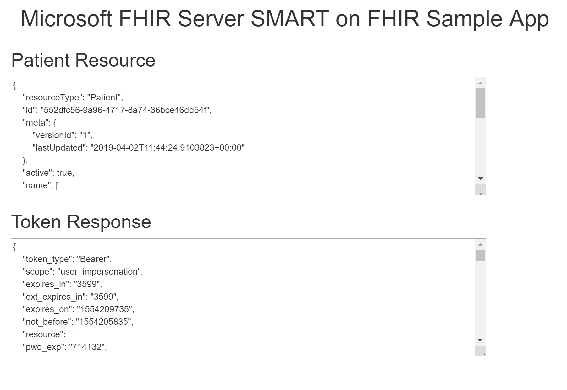 Screenshot showing SMART on FHIR app.