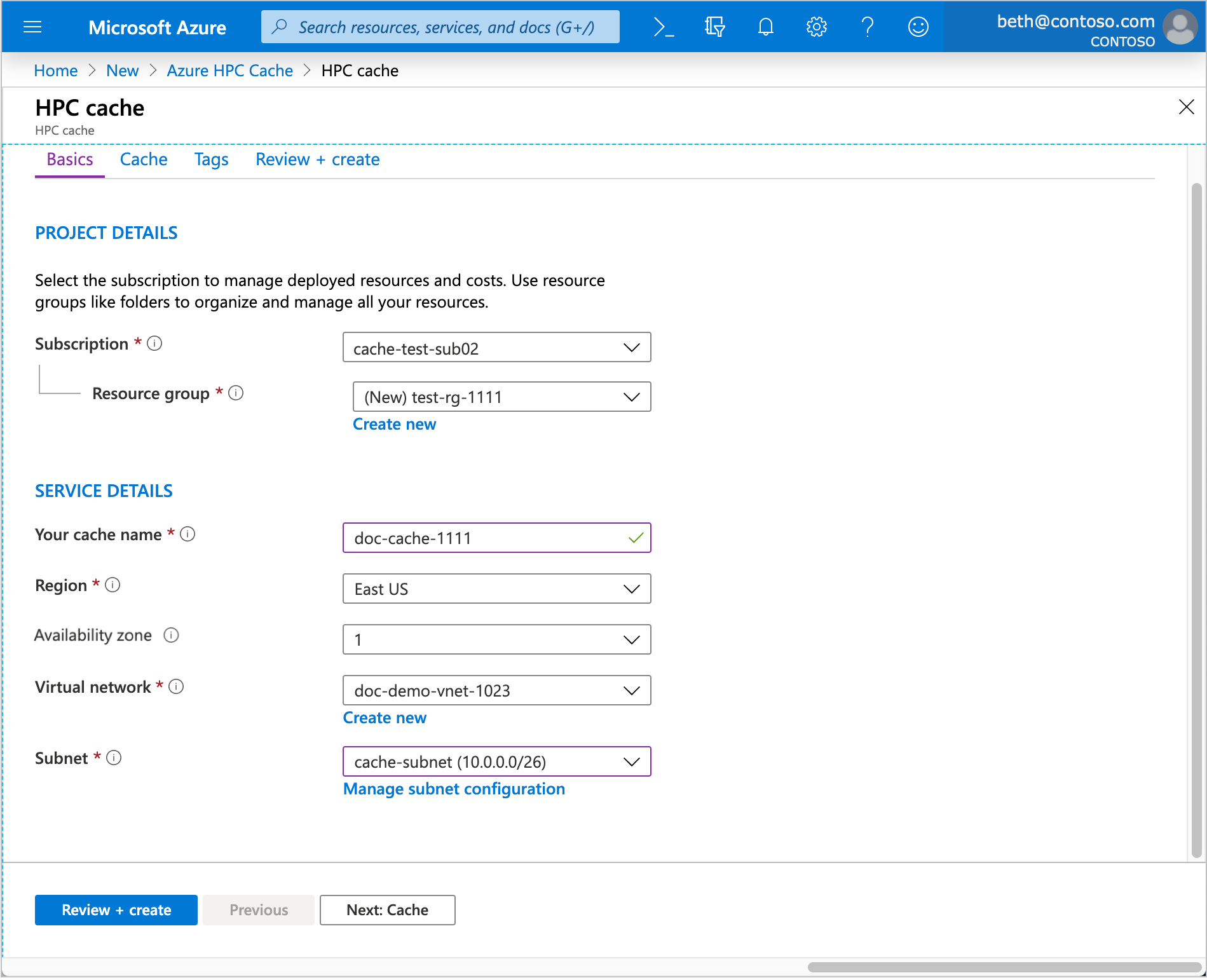Screenshot of project details page in Azure portal.