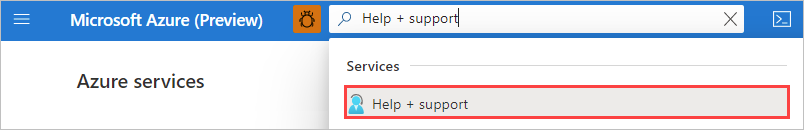 Screenshot showing how to select "Help Plus Support" on the home page of the Azure portal.