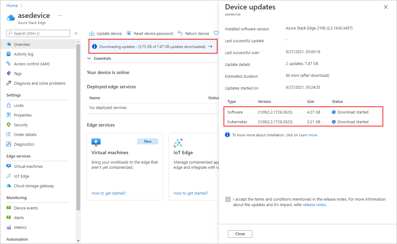View detailed update status in Device updates blade