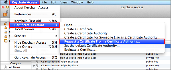 Use Keychain Access to request a new certificate