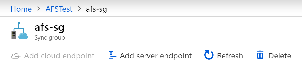 Add a new server endpoint in the sync group pane