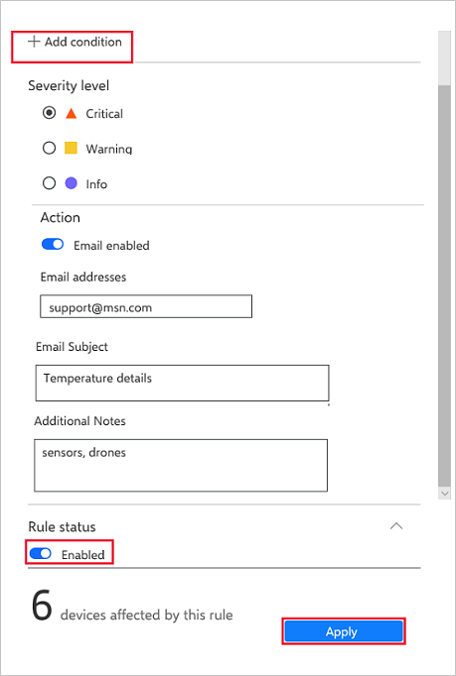 Screenshot that highlights the Add Condition button.