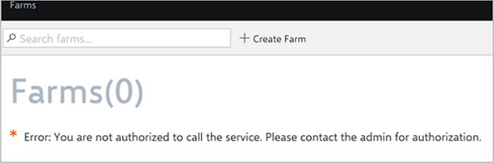 Screenshot that shows the authorization error.