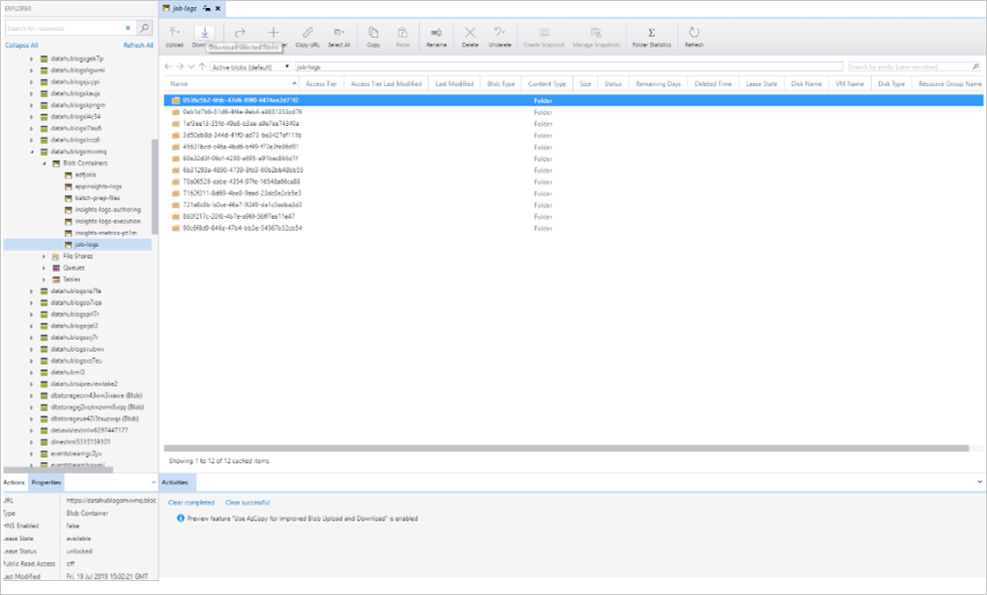 Screenshot that shows the downloaded log files.