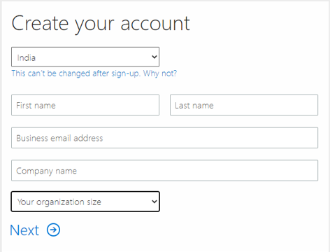 Account with Microsoft
