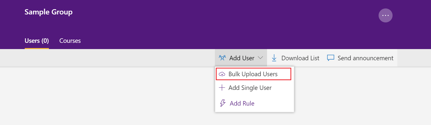 Steps to bulk upload users to specific group