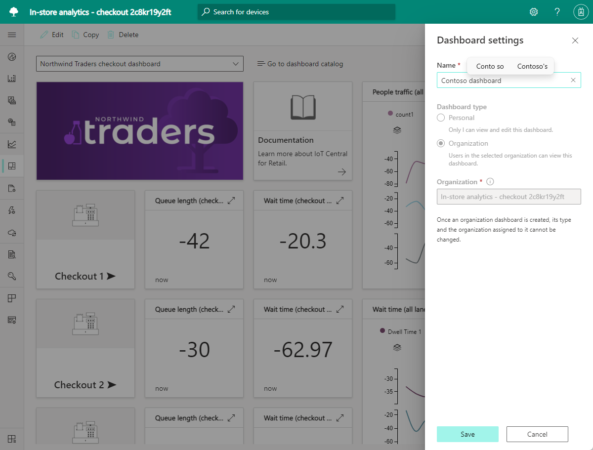 Screenshot of the in-store analytics application dashboard.