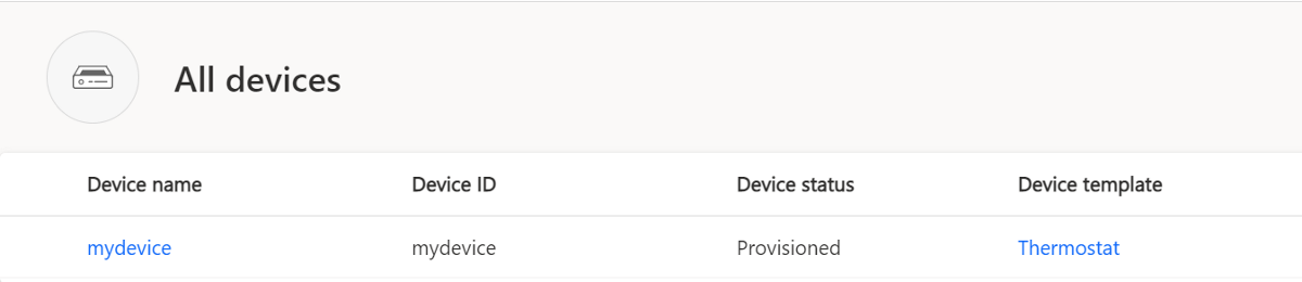 Screenshot of NXP device status in IoT Central.