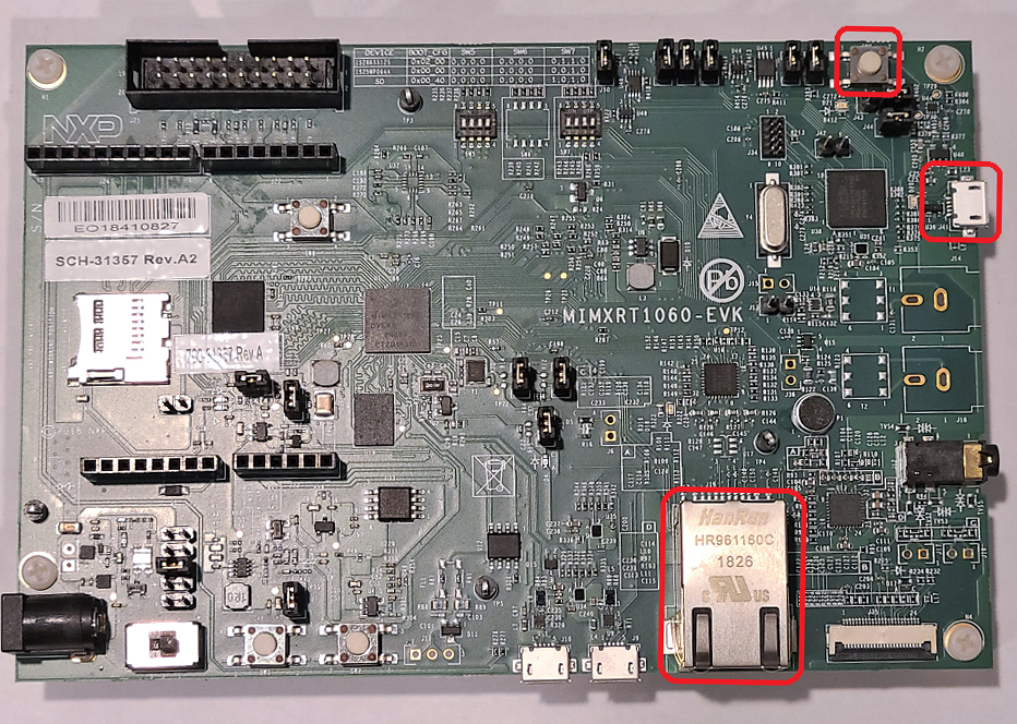 Photo of the NXP EVK board.