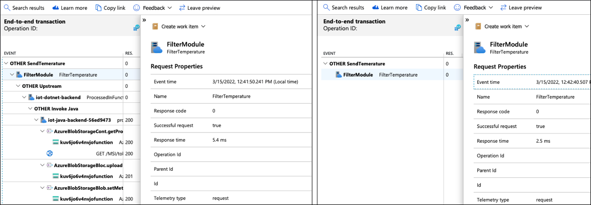 Screenshot of monitoring traces.