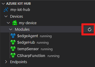 Screenshot showing how to view deployed modules in Visual Studio Code.