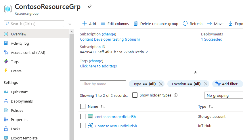 View resources in the resource group