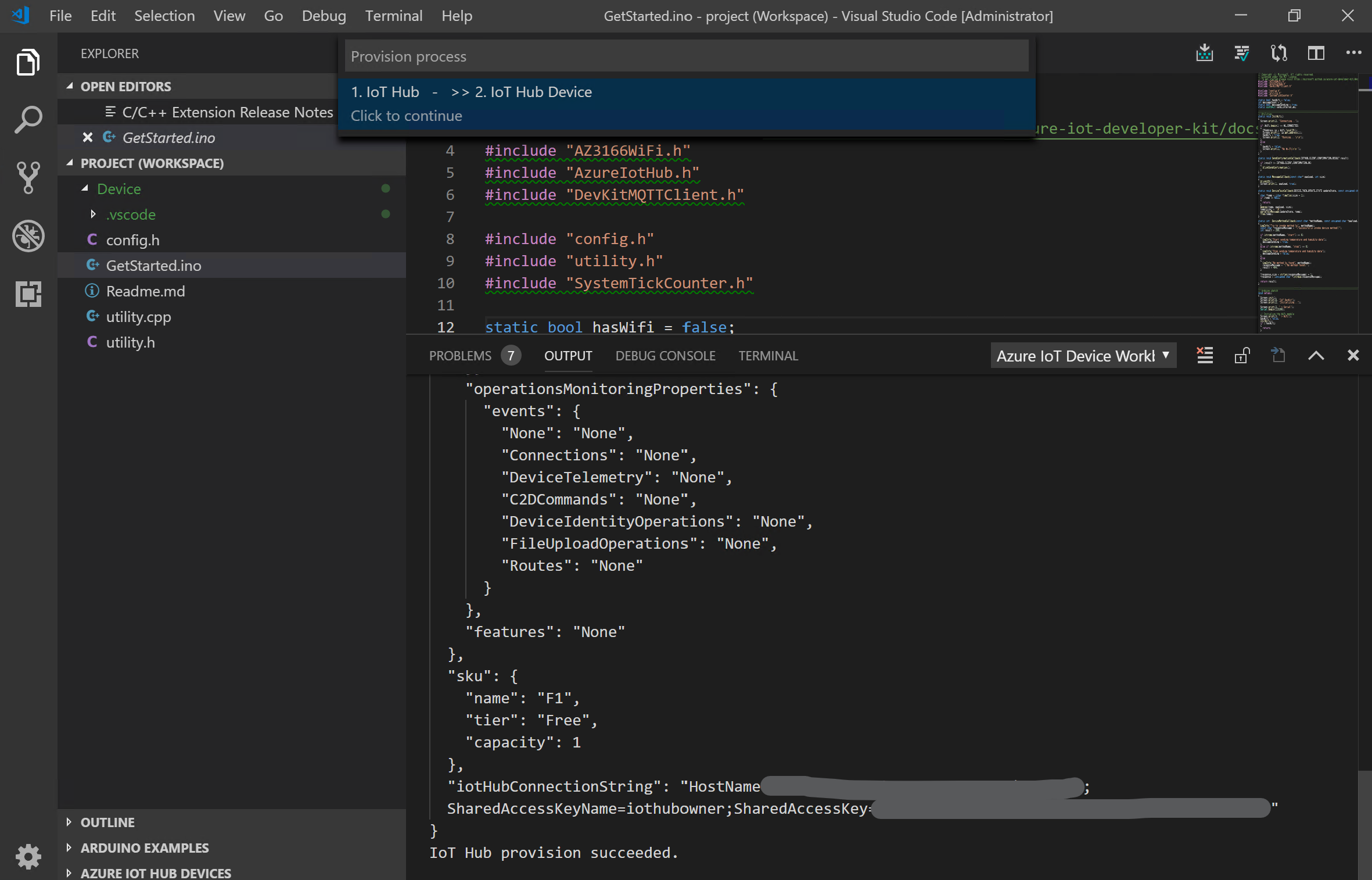 A screenshot that shows the output window in VS Code.