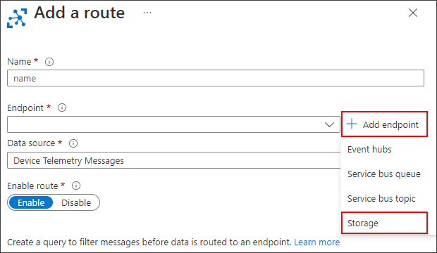 Screenshot of adding a new endpoint for a route.