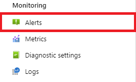 Screenshot that shows the Alerts menu option in the Monitoring section.