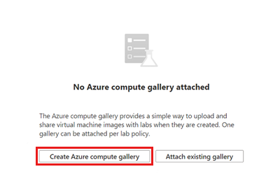 Screenshot of the Create Azure compute gallery button.