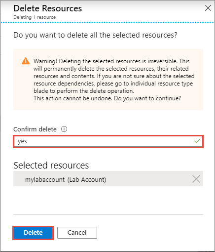 Screenshot that shows delete confirmation page.