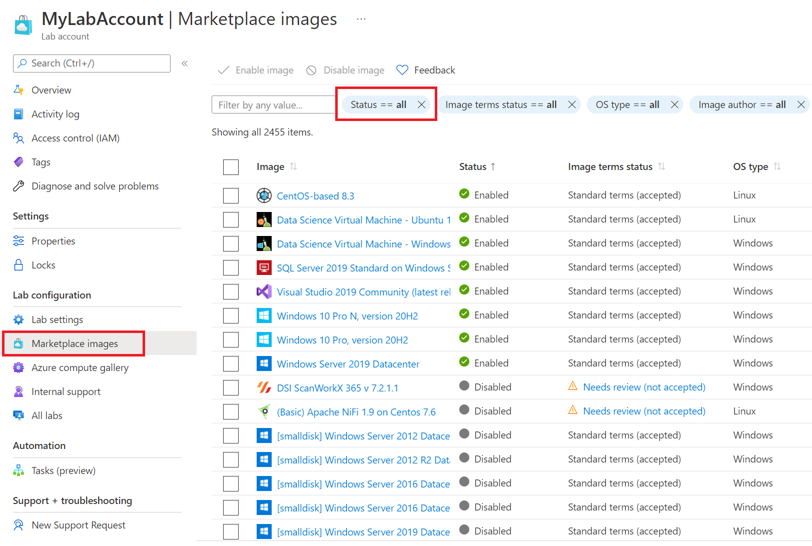 Guide for supported account types in Azure Lab Services