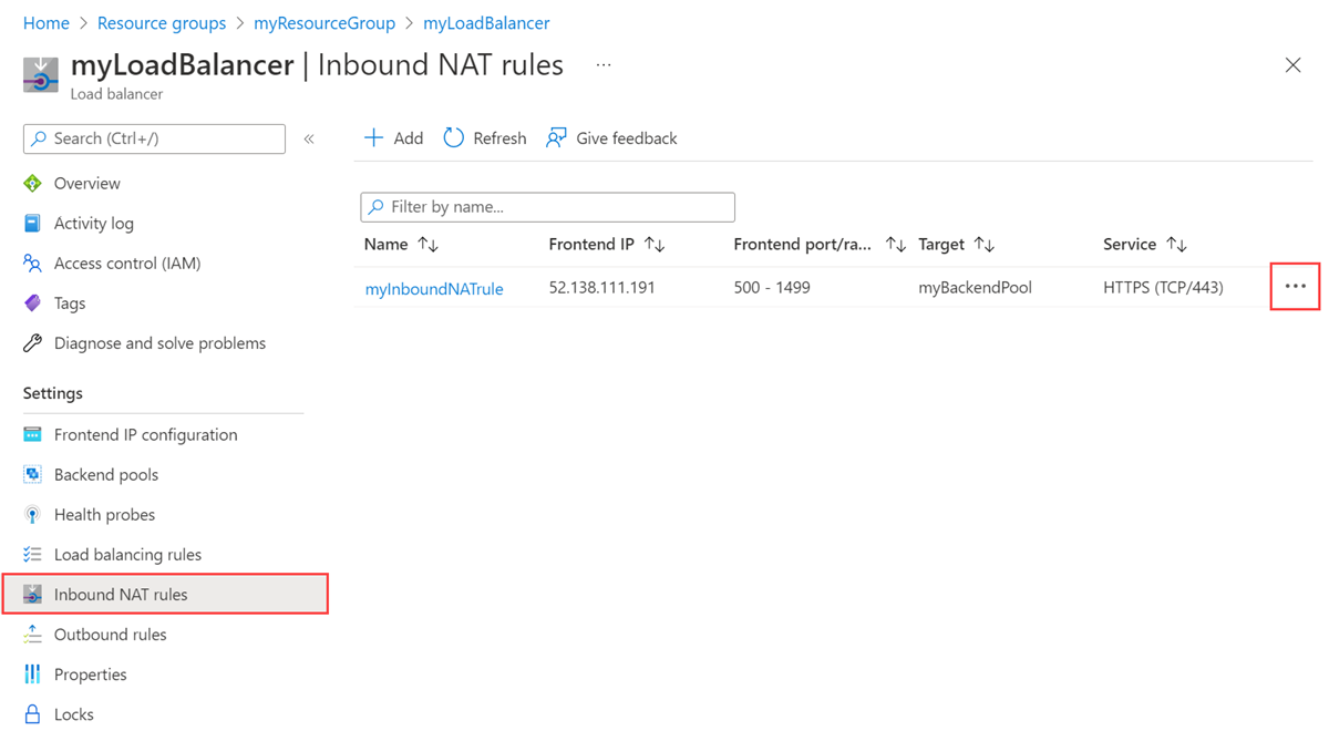 Screenshot of inbound NAT rule removal.