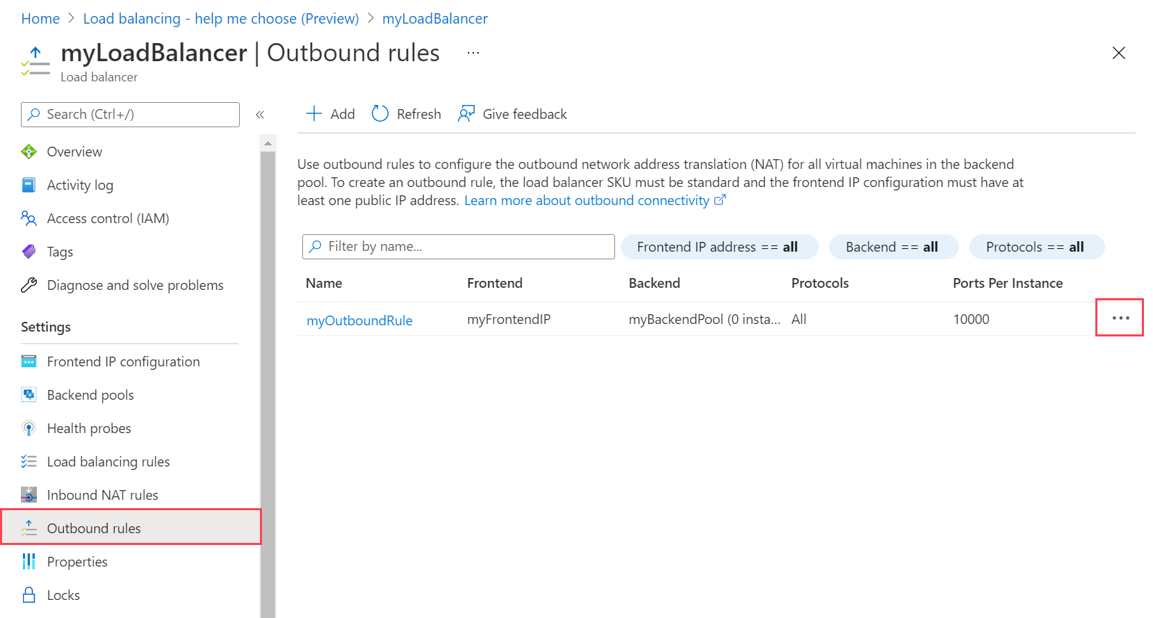 Screenshot of removing an outbound rule.