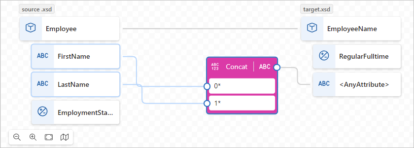 Screenshot showing finished mapping from function with multiple inputs to target element.