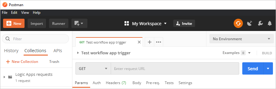 Screenshot that shows Postman with the opened request pane