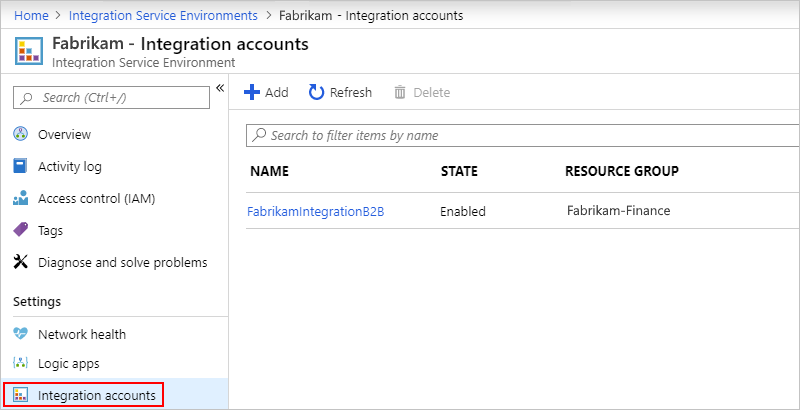 Find integration accounts