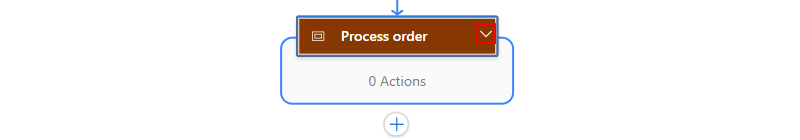 Screenshot shows the selected down arrow to expand the scope action.