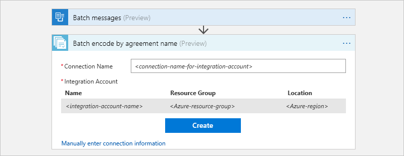 Create connection between batch encoder and integration account