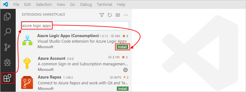 Find "Visual Studio Code extension for Azure Logic Apps"