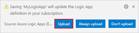 Upload edits to logic app definition in Azure