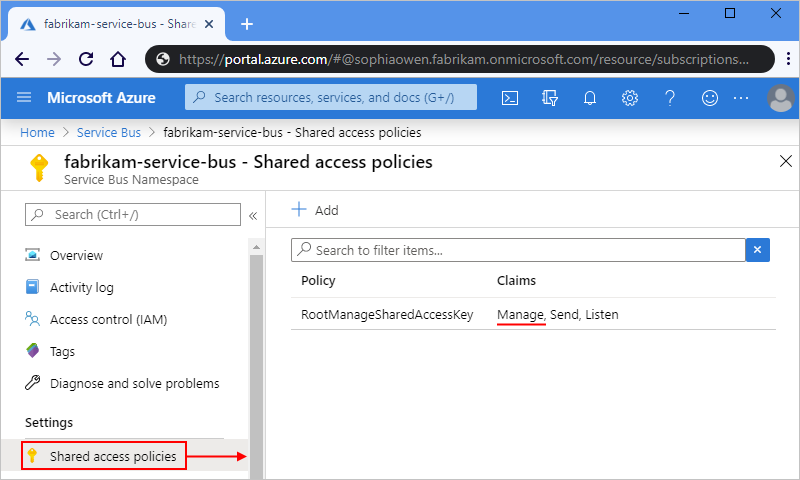 Manage permissions for Service Bus namespace
