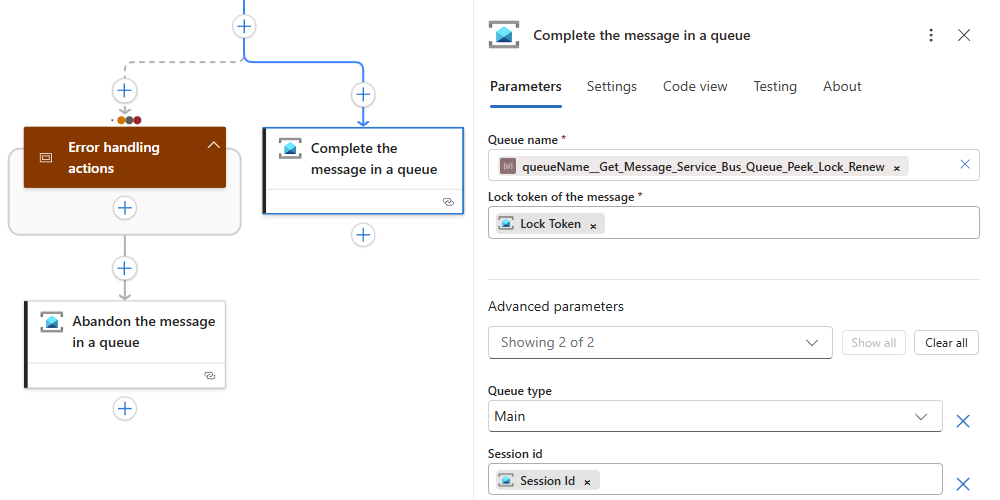 Screenshot shows Complete message in queue for Consumption workflow.