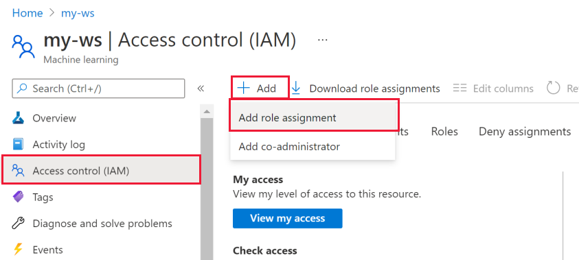 Add role assignment from your workspace.