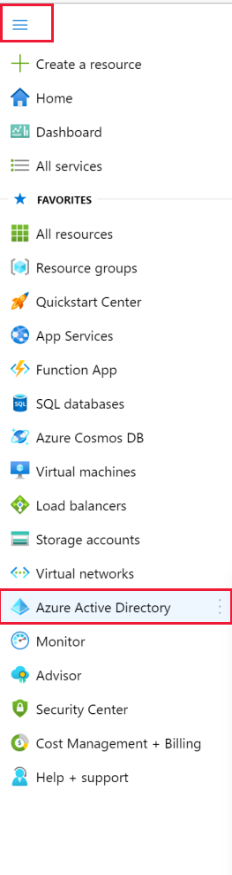 Select Azure Active Directory from the menu.