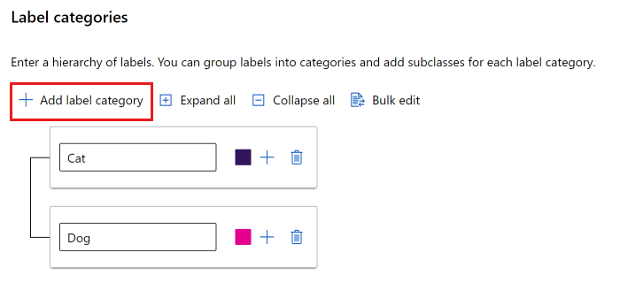 Screenshot that shows how to add a flat structure of labels.