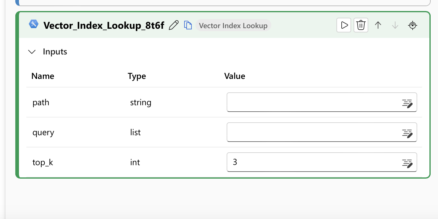 Screenshot that shows the Vector Index Lookup tool.