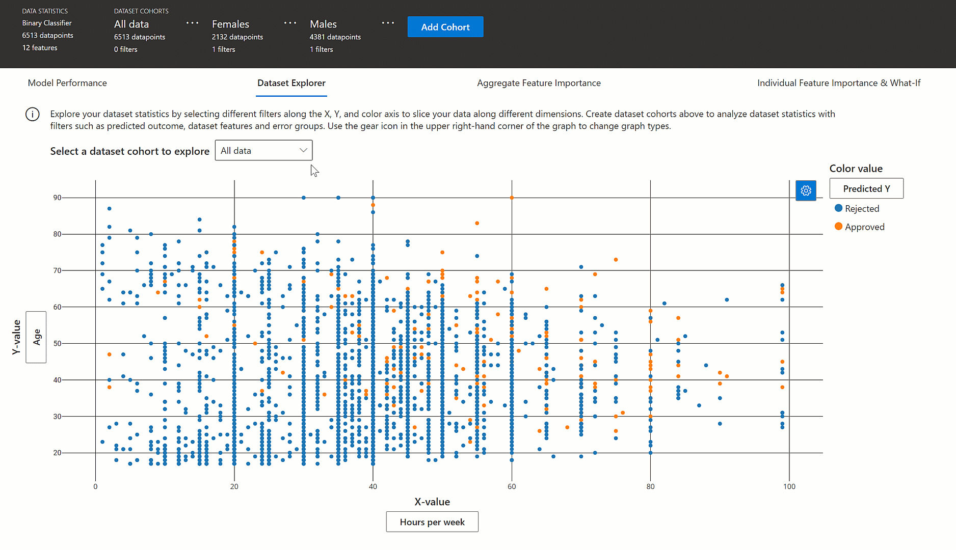 Dataset explorer tab in the explanation visualization