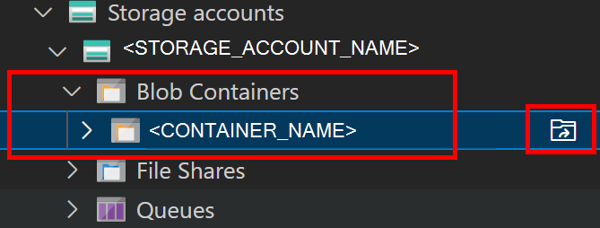 Screenshot highlighting the container to open in explorer.