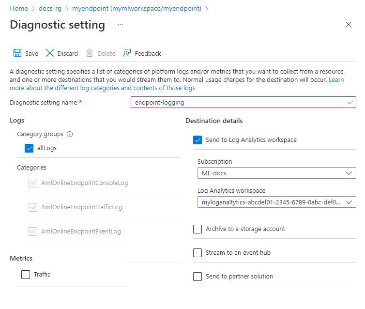 Screenshot of the diagnostic settings dialog.