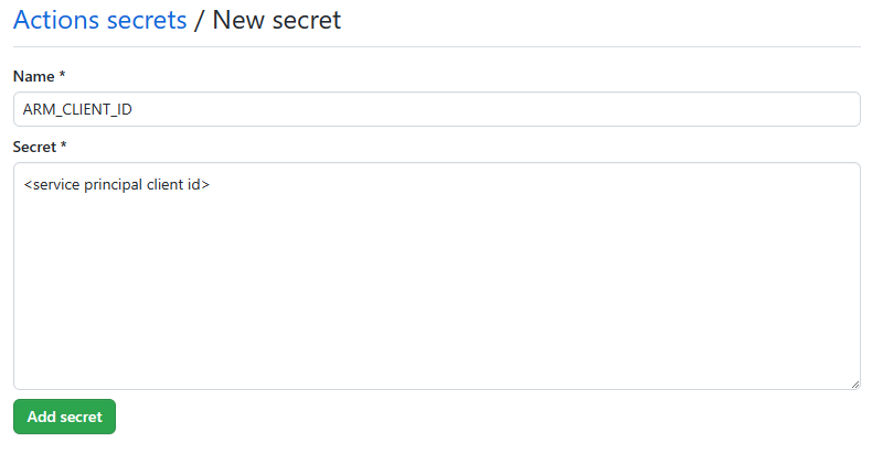 Screenshot of GitHub Secrets String 2.
