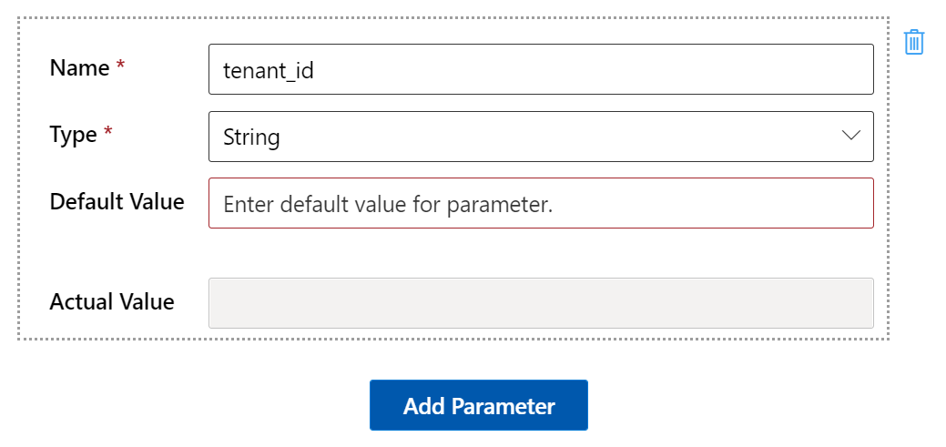 Screenshot showing how to add one parameter in designer.