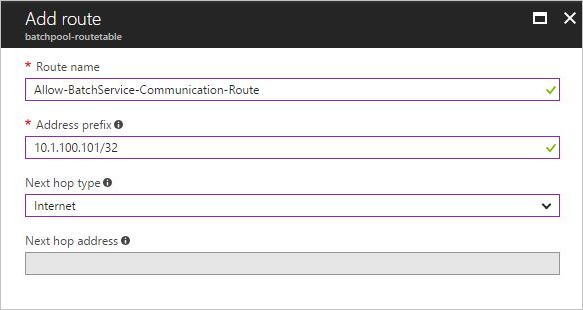 Image of a user-defined route configuration