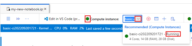 Screenshot: Compute is running.