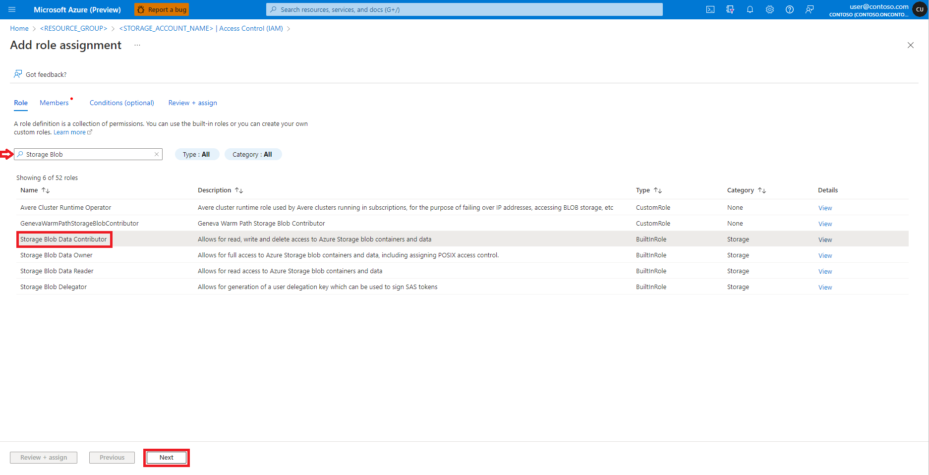 Expandable screenshot showing the Azure add role assignment screen.