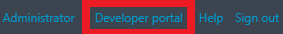 Screenshot shows the Developer portal link.