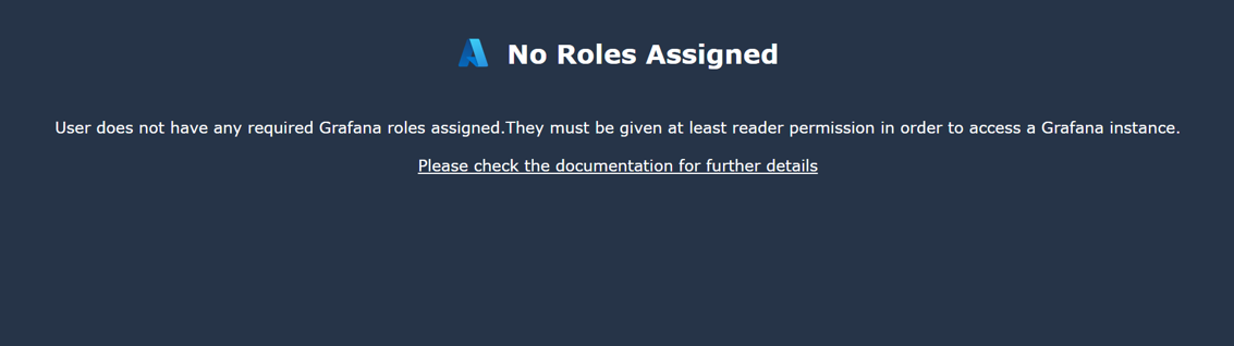 Screenshot of the browser. No roles assigned.